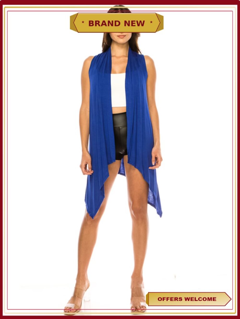 Women's Casual Solid Vest Dramatic Hi-Low Hem Layering Piece